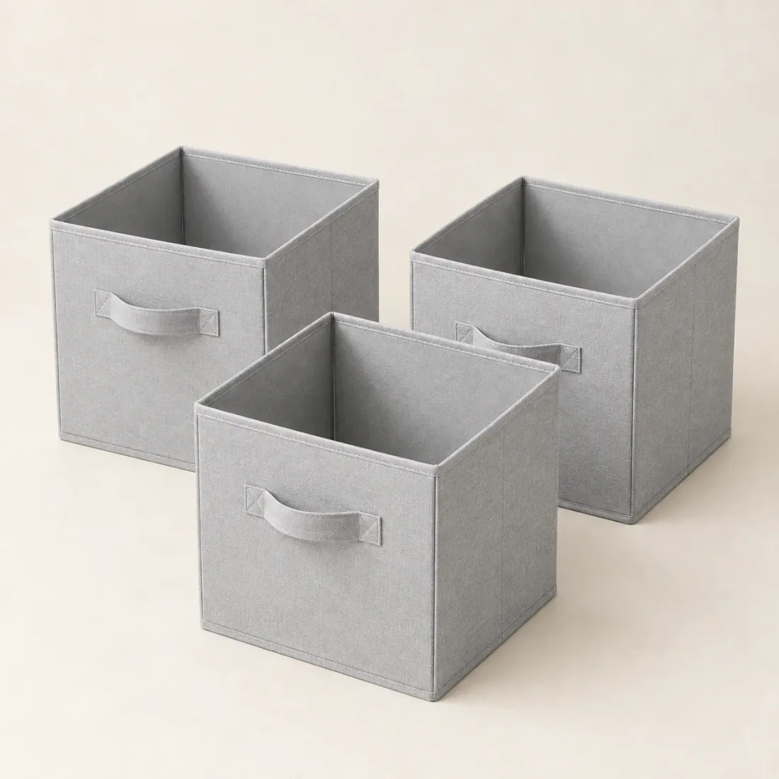Folding Fabric Box Set of 3 · Medium — Fog Grey