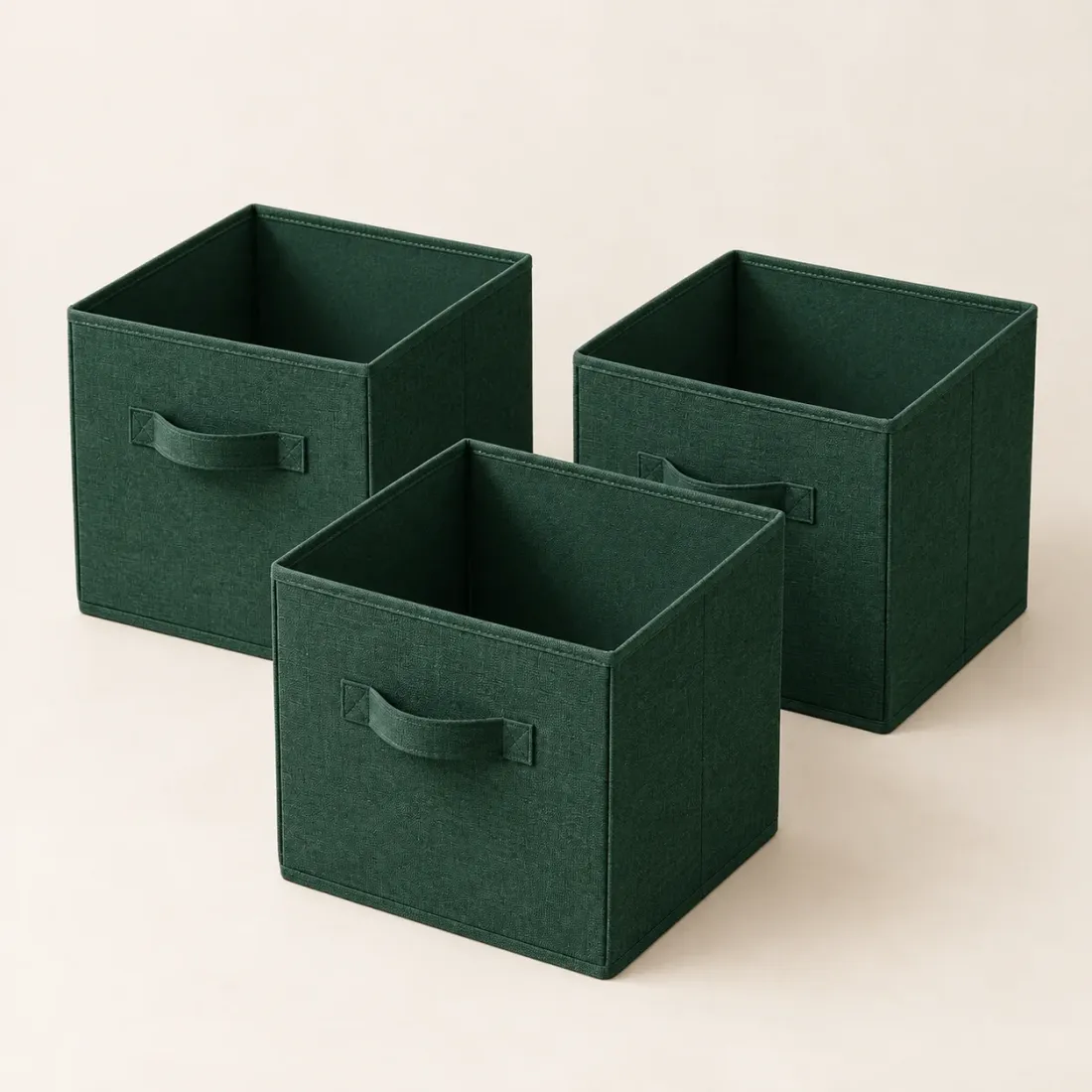 Folding Fabric Box Set of 3 · Medium — Spruce