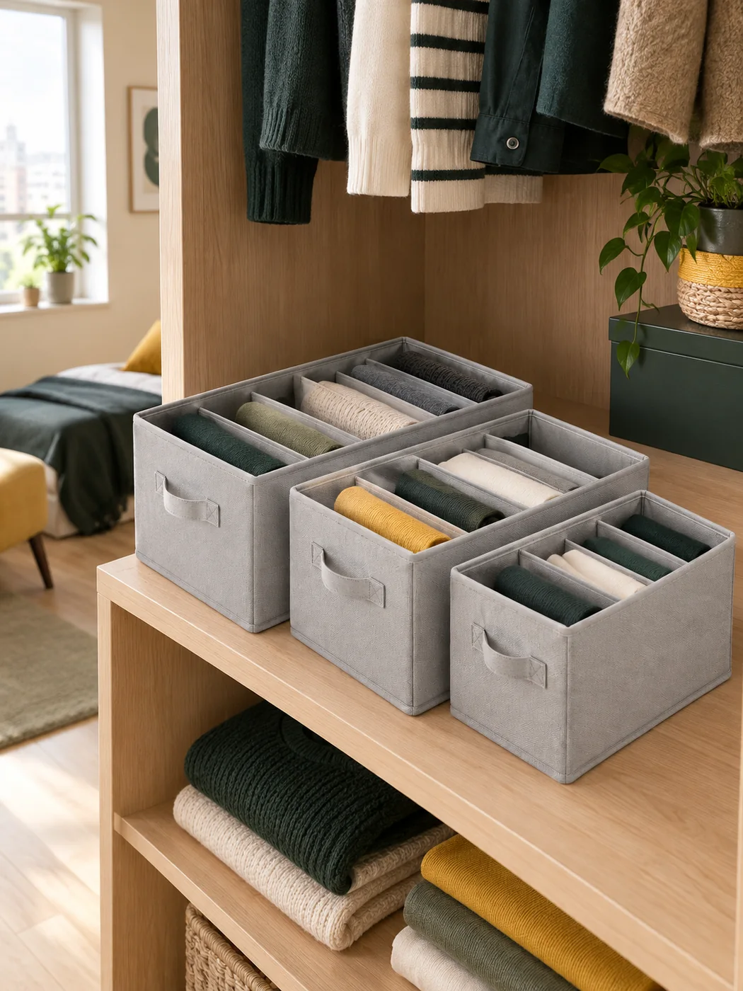 Folding Wardrobe Organizer Set · 3 Sizes — in a small home