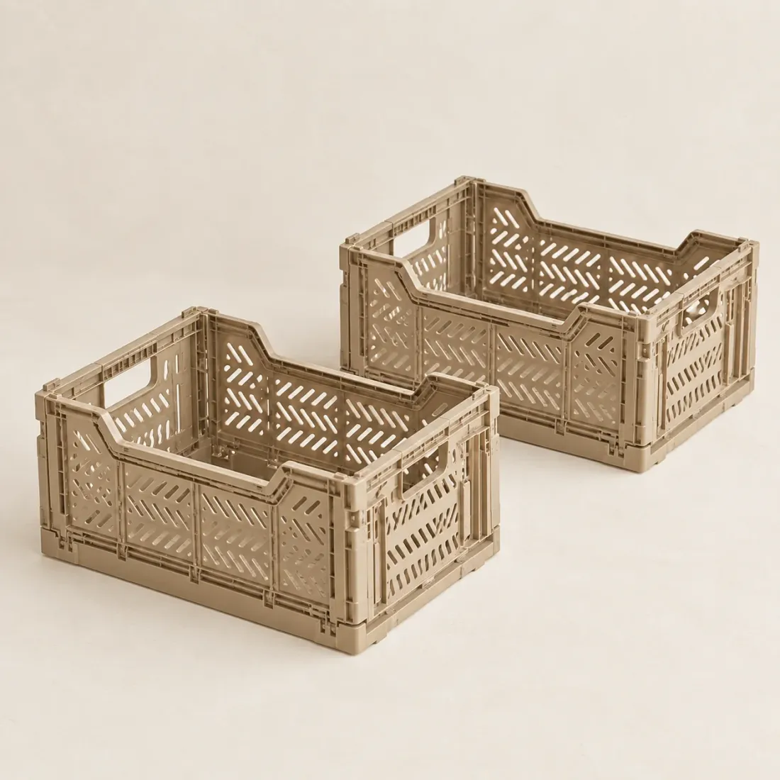 Folding Crate Set of 2 — Sand