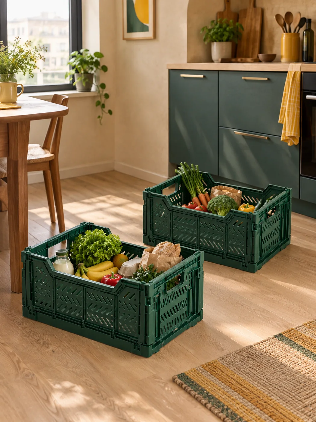 Folding Crate Set of 2 — in a small home
