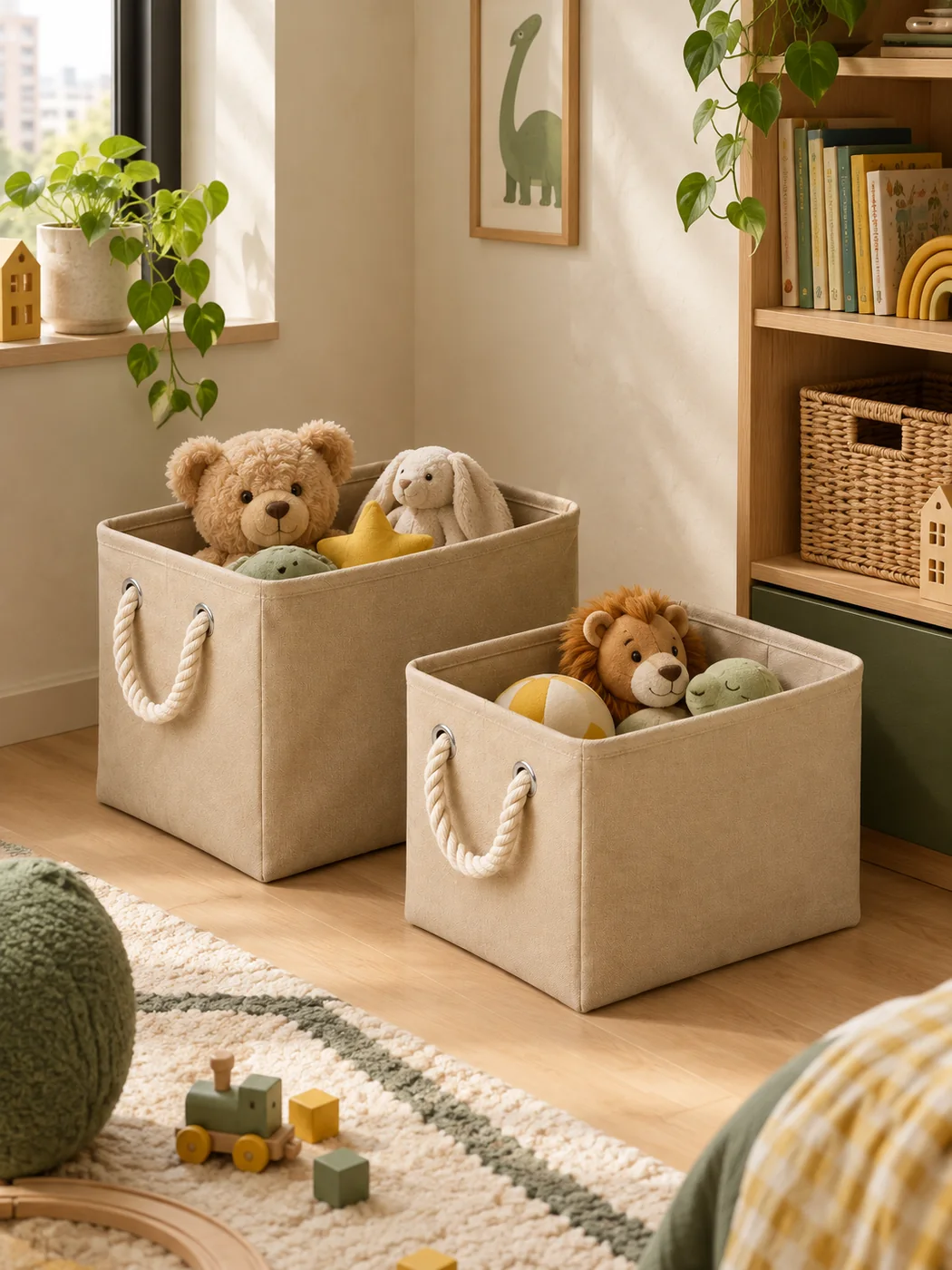 Folding Toy Box Set of 2 — in a small home