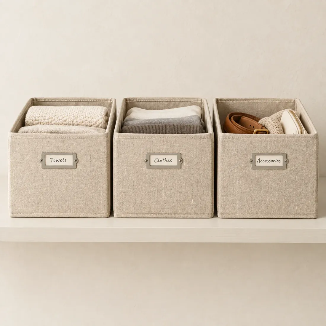 Folding Closet Bin with Label Set of 3 — second view