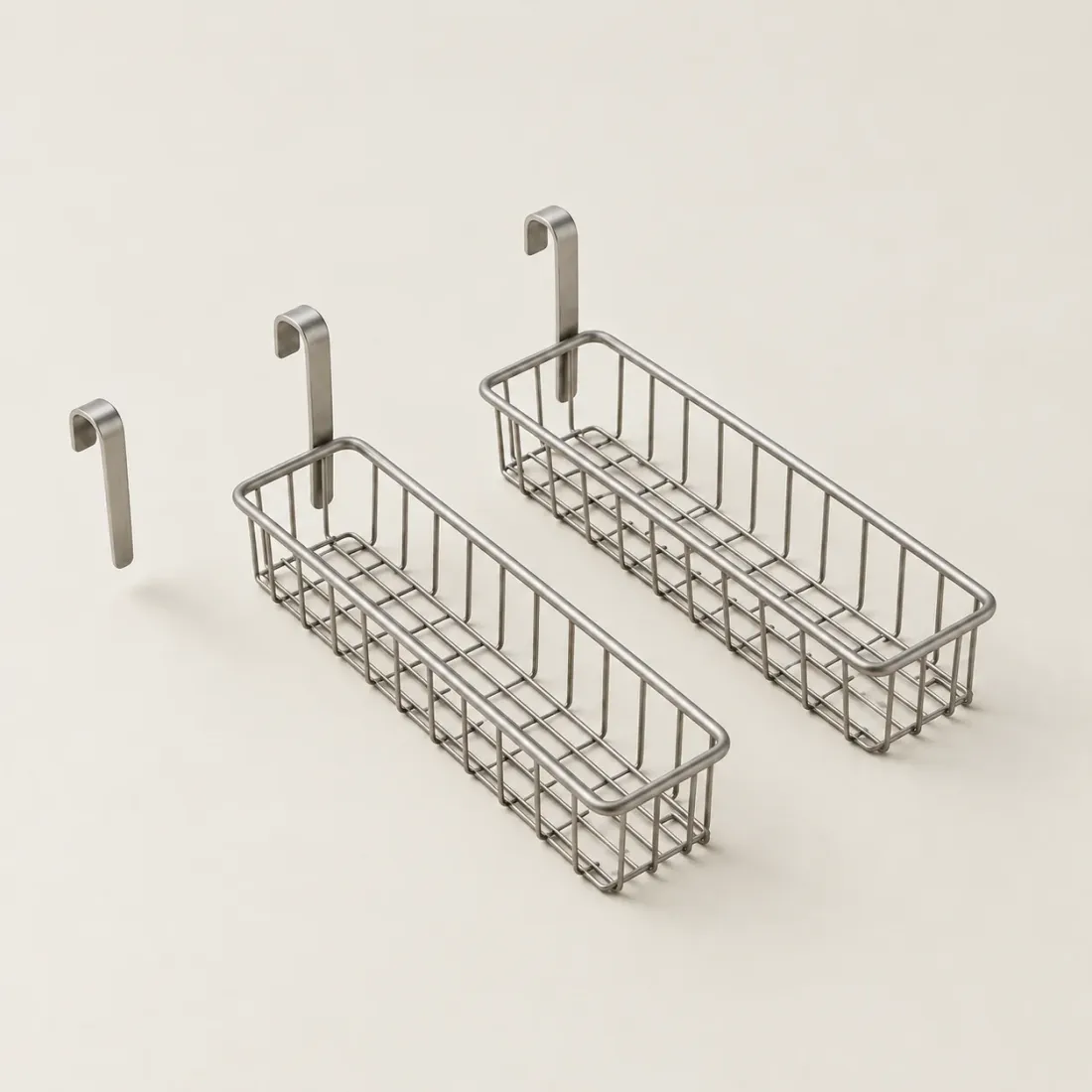Rail Spice Basket Pair — Brushed Steel