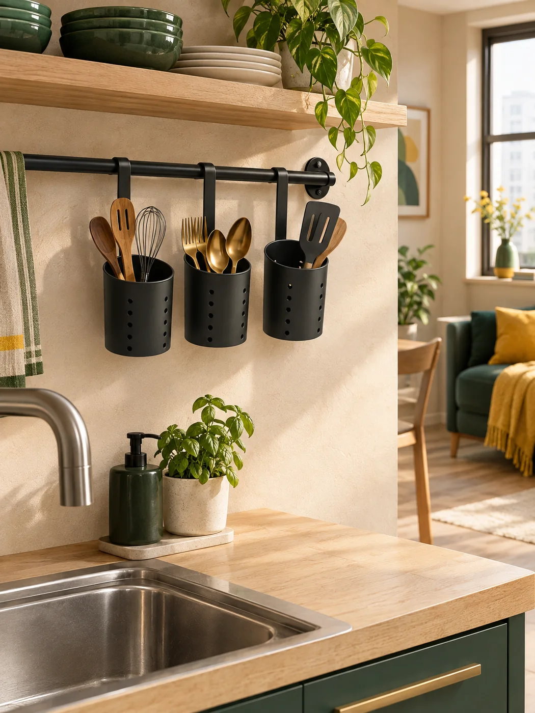 Rail Utensil Cups Set of 3 — in a small home