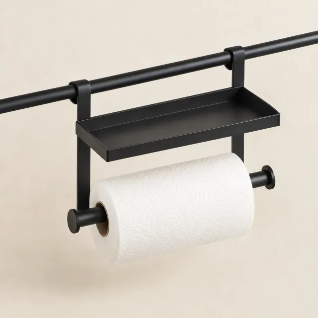 Rail Paper Towel Holder with Shelf — product photo
