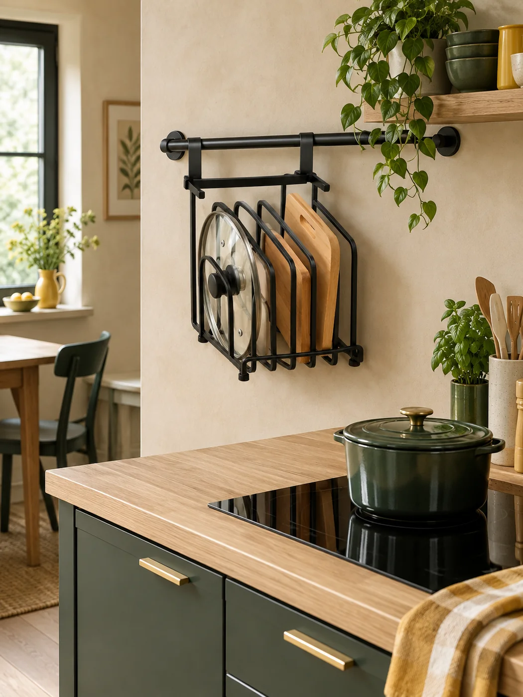 Rail Lid & Chopping Board Rack — in a small home
