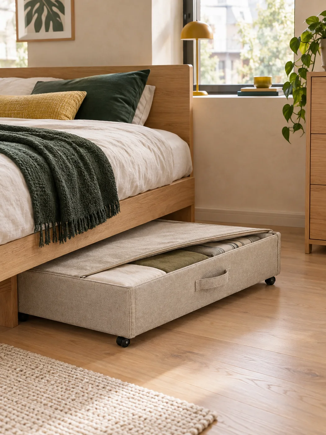 Low Rolling Under-bed Drawer 15 — in a small home