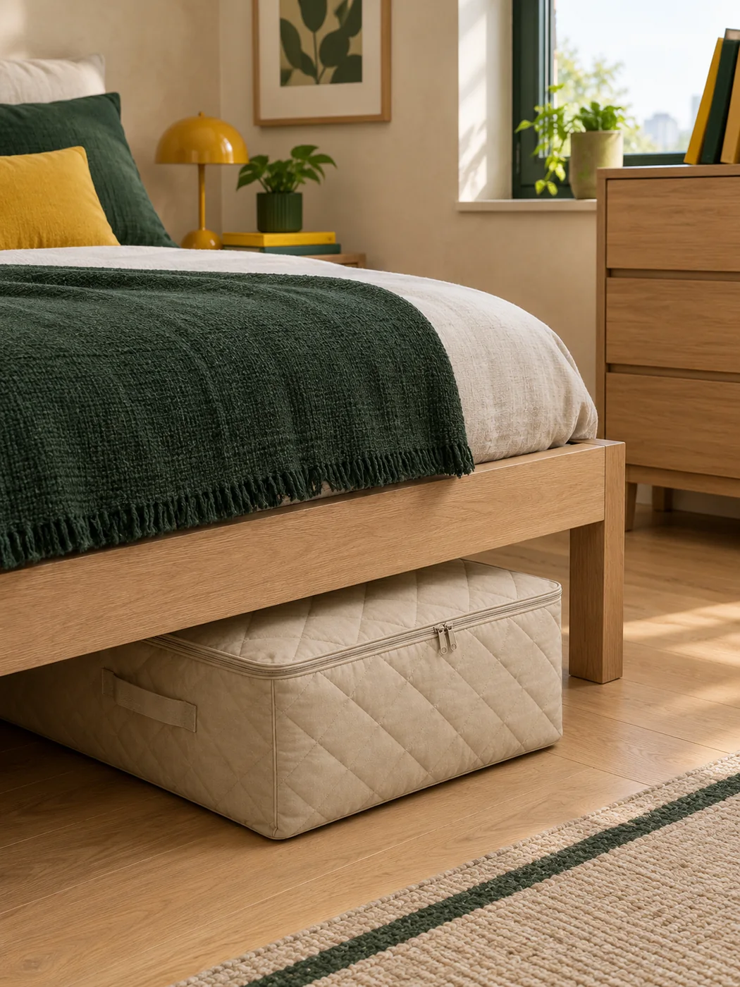Quilted Duvet Under-bed Bag — in a small home