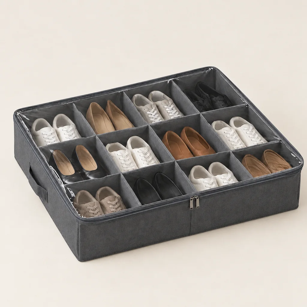 Under-bed Shoe Organizer · 12 Pairs — Charcoal