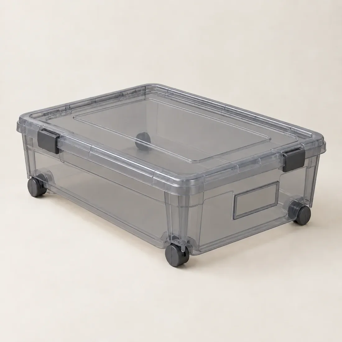 Stackable Under-bed Crate with Lid — Smoke