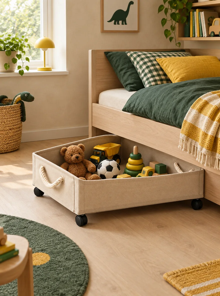Kids Toy Under-bed Drawer — in a small home