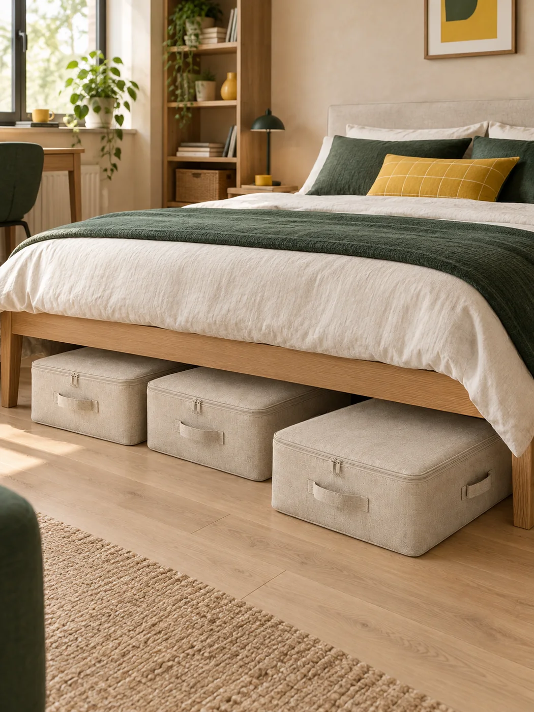 Under-bed Linen Box Set of 3 — in a small home