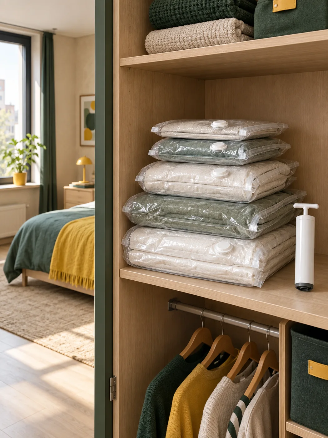 Vacuum Bags Set of 6 + Hand Pump — in a small home