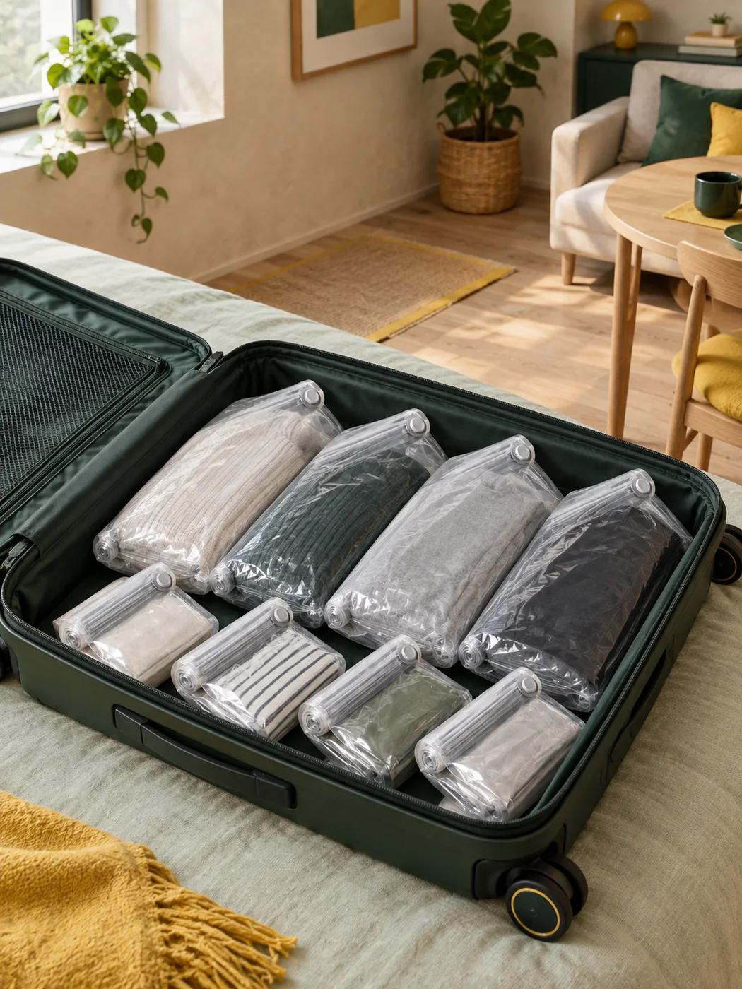 Roll-up Travel Bags Set of 8 — in a small home