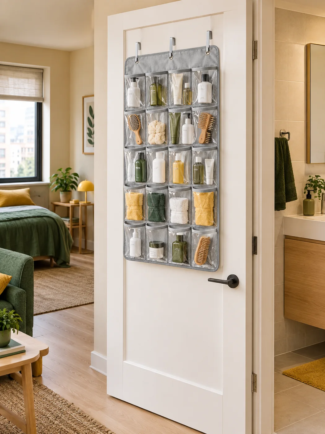 Over-door Pocket Organizer · 24 Pockets — in a small home