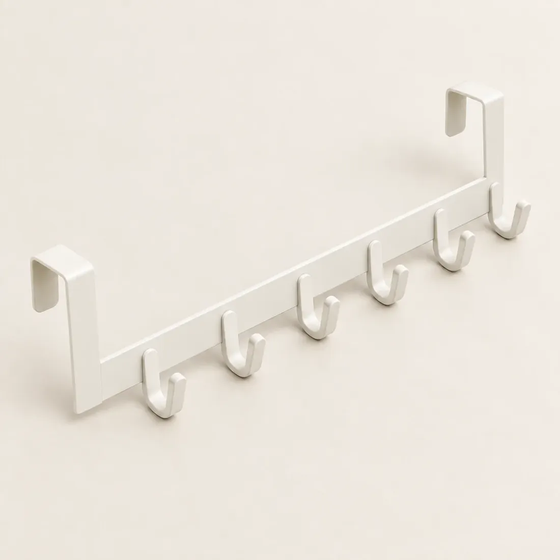 Over-door Hook Rail · 6 Hooks — Warm White