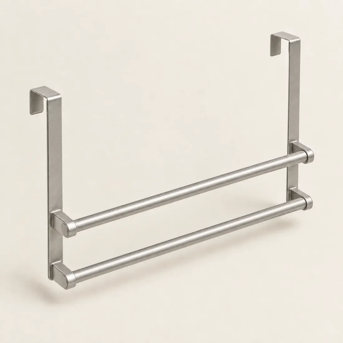 Over-door Towel Bar Duo — Brushed Steel