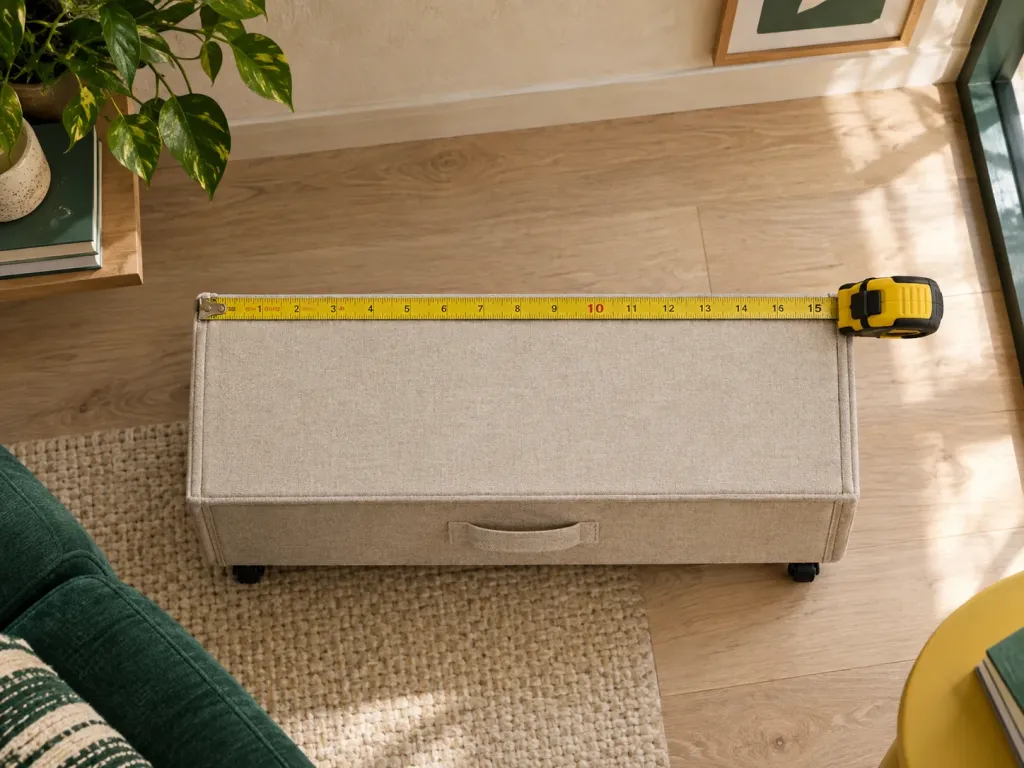Measuring the height of an under-bed drawer