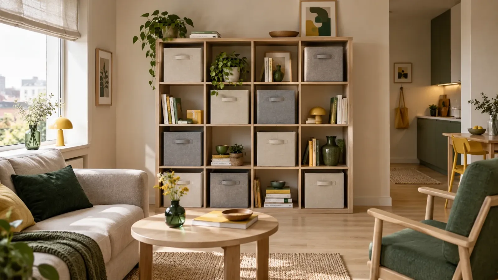 Shelving with folding fabric boxes