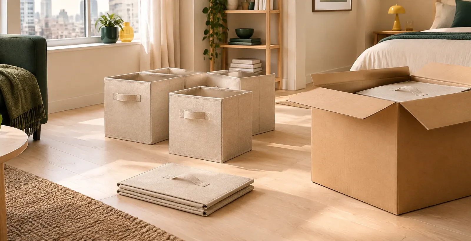 Folding box being packed into a parcel